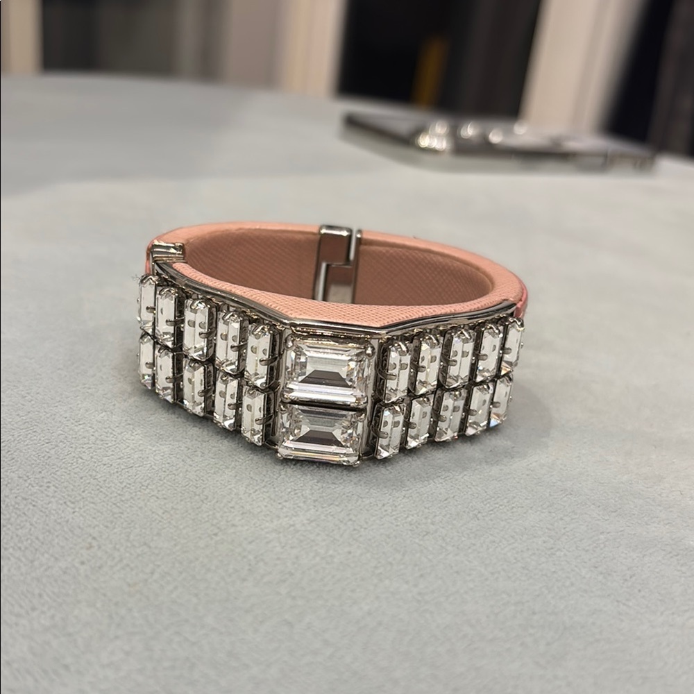 Prada Silver and Pink Art Deco Bracelet